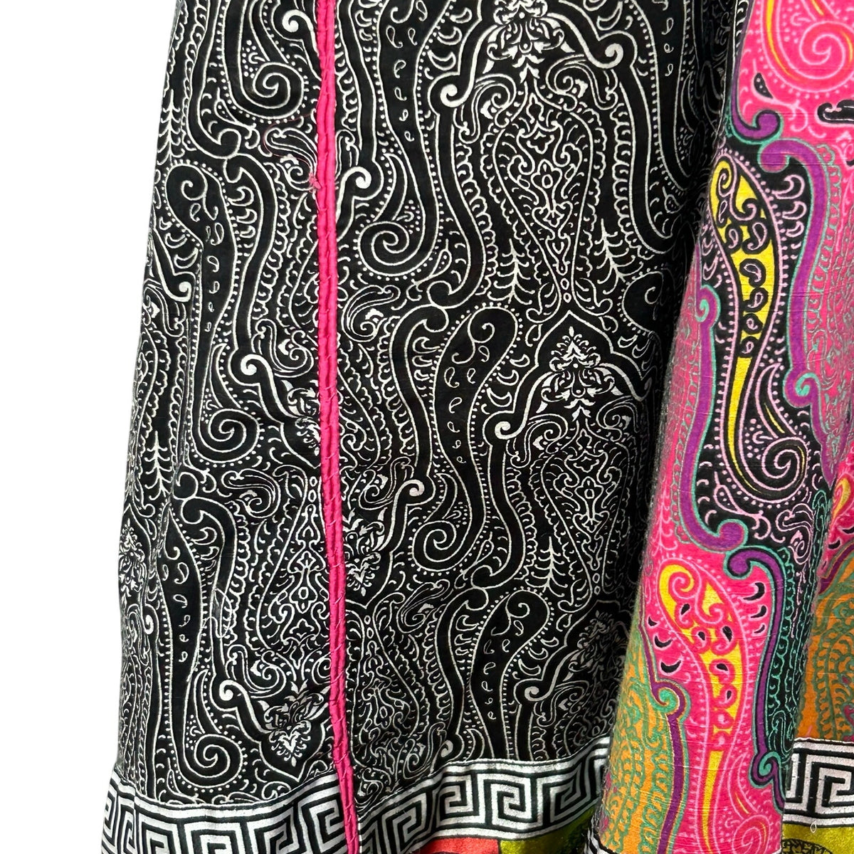 Artisan India L Multicolor Maxi Dress Paisley Silk Patchwork Maximalist Dopamine