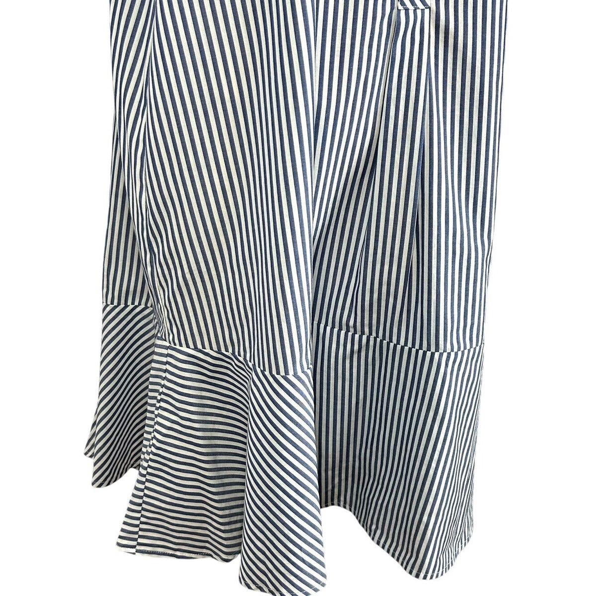 Tommy Hilfiger Blue White Striped Ruffle 14 Shirt Dress Cotton Coastal Preppy