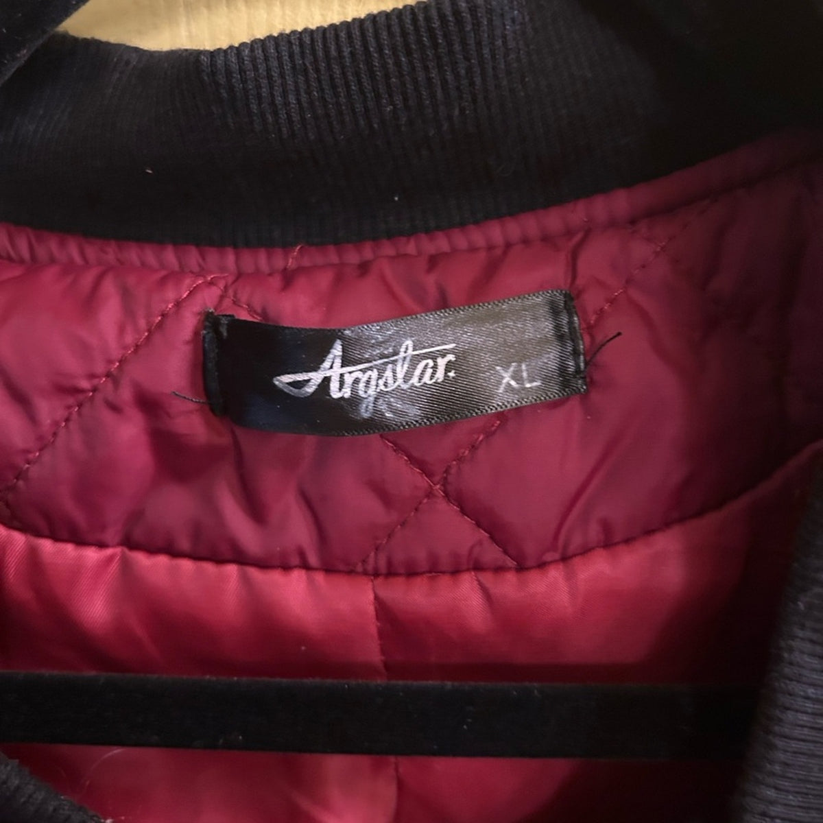 Angstar Maroon Quilted Bomber Jacket XL Aviator Utility Sleeve Pocket Burgundy