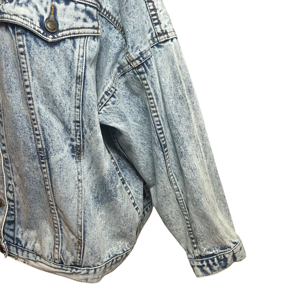 VTG 90s Ocean Denim Acid Wash Lighthouse Jacket Scenic Art Oversized XL