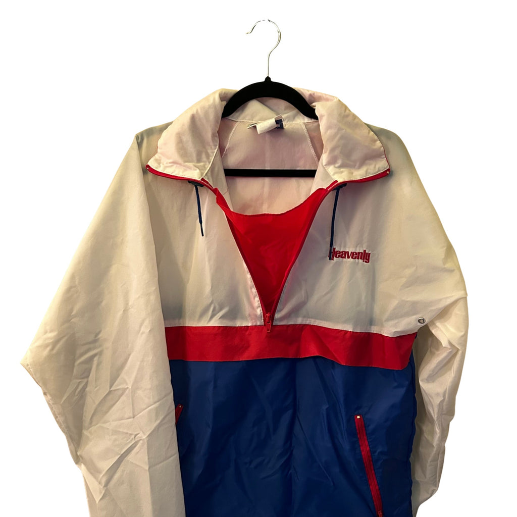 VTG 90s Club 21 Heavenly Hooded Windbreaker Red White Blue Small Medium Retro