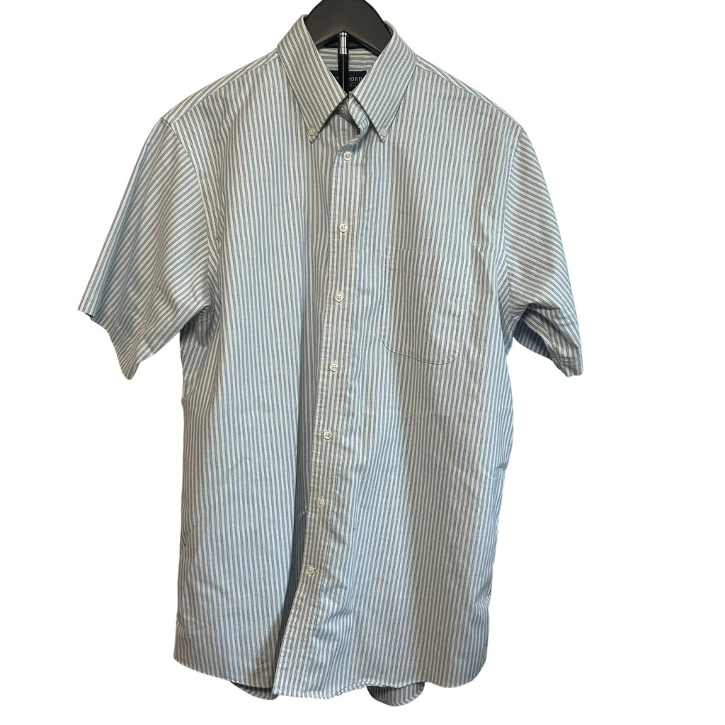 VTG Y2K Stafford White Blue Pinstripe Oxford Short Sleeve Size 16 Utility Basics