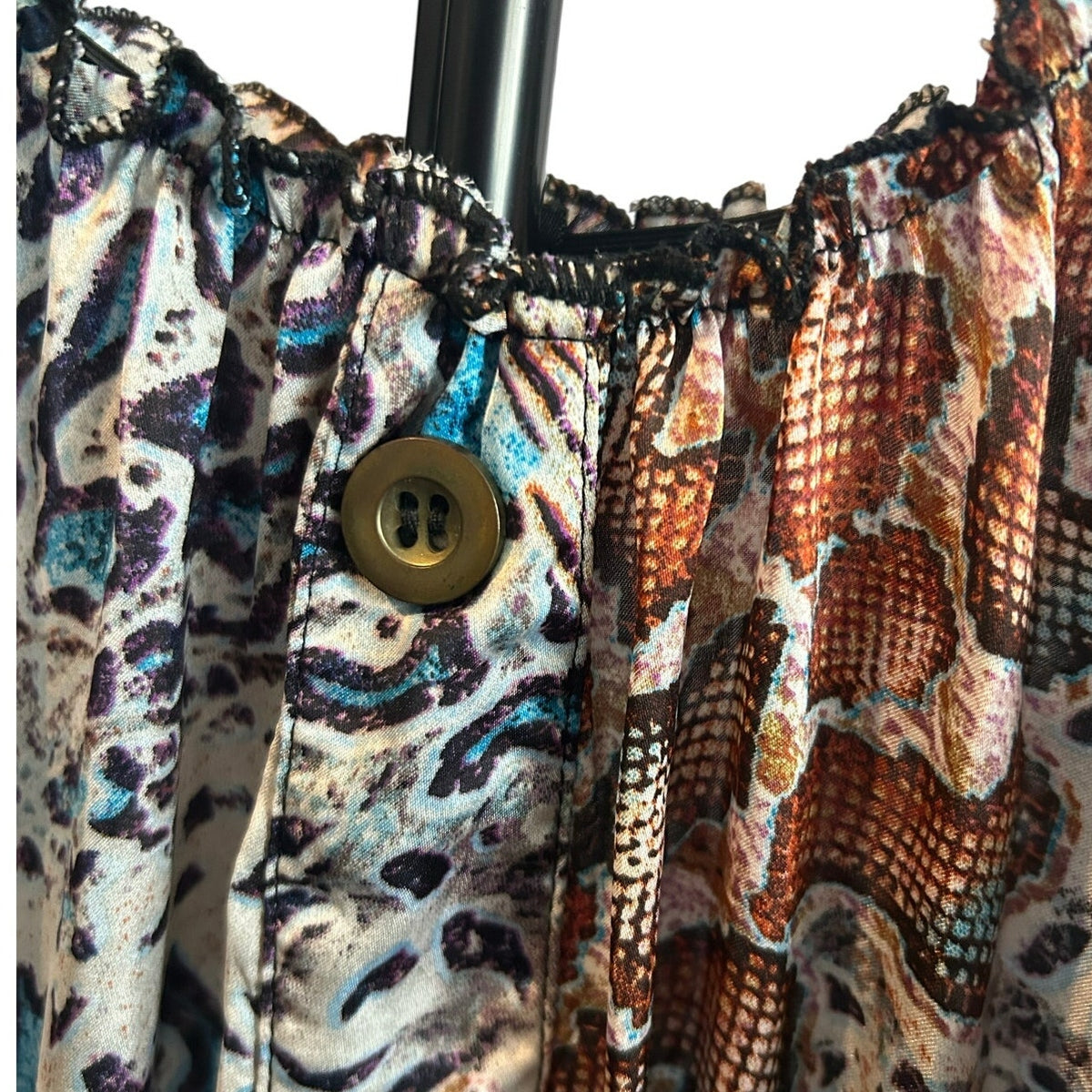 Lapis Animal Print Smocked Dress Multi M Y2K Indie Sleaze Maximalist Midi