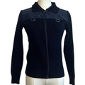 VTG 80s St Michael Navy Ribbed Knit Zip-Up XS Cardigan UK Heritage Retro Casual