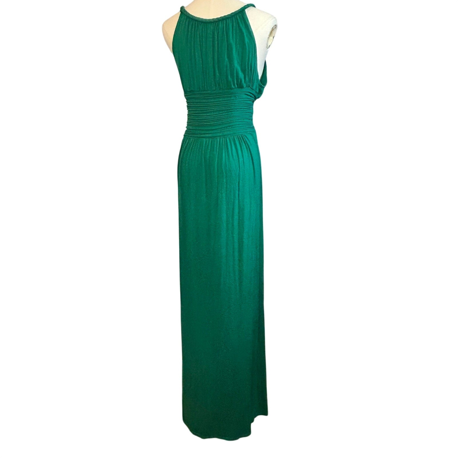 Max Studio Emerald Green Ruched Halter Maxi Dress Maternity Photoshoot Fair Luxe