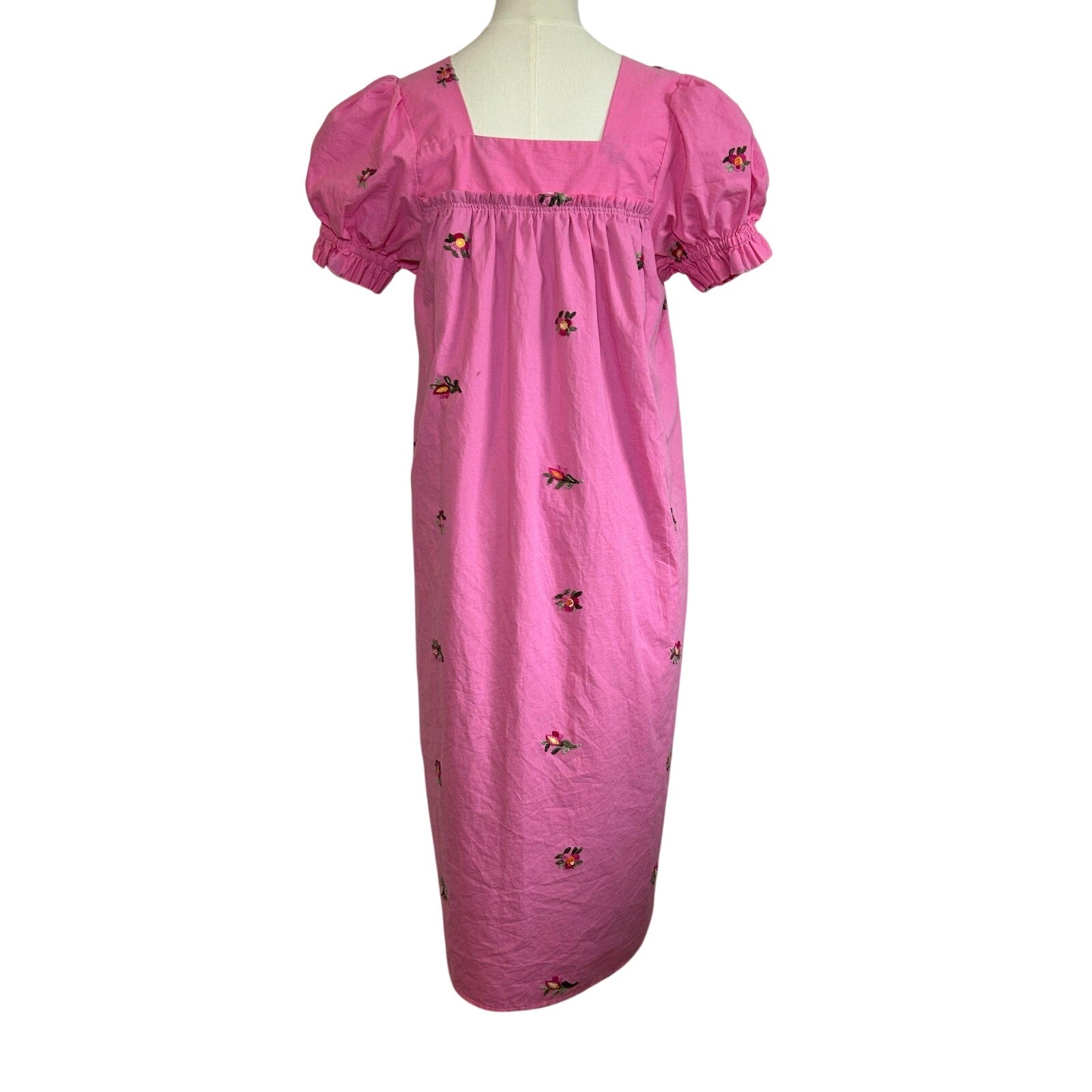 Pink Floral Puff Sleeve Square Neck Regency Bridgerton Dress S Cottage Coquette