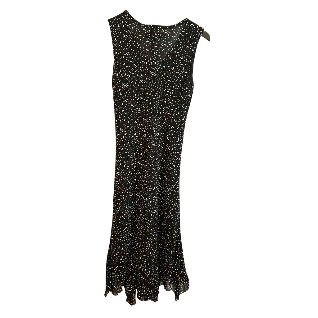 VTG Lily Black Multi Confetti Polka Dot Size M Handkerchief Hem Whimsigoth Dress