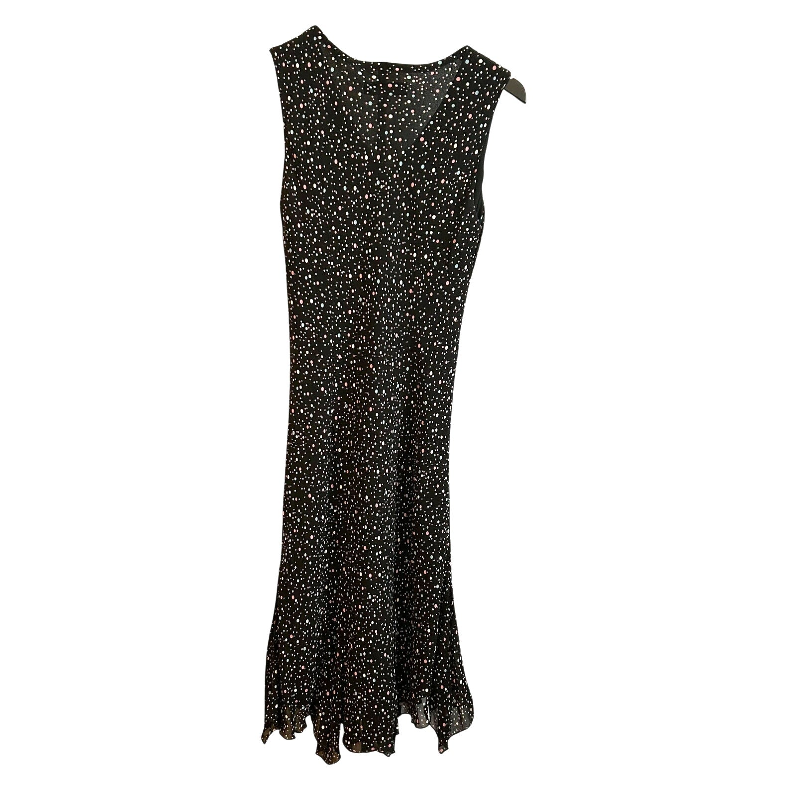 VTG Lily Black Multi Confetti Polka Dot Size M Handkerchief Hem Whimsigoth Dress
