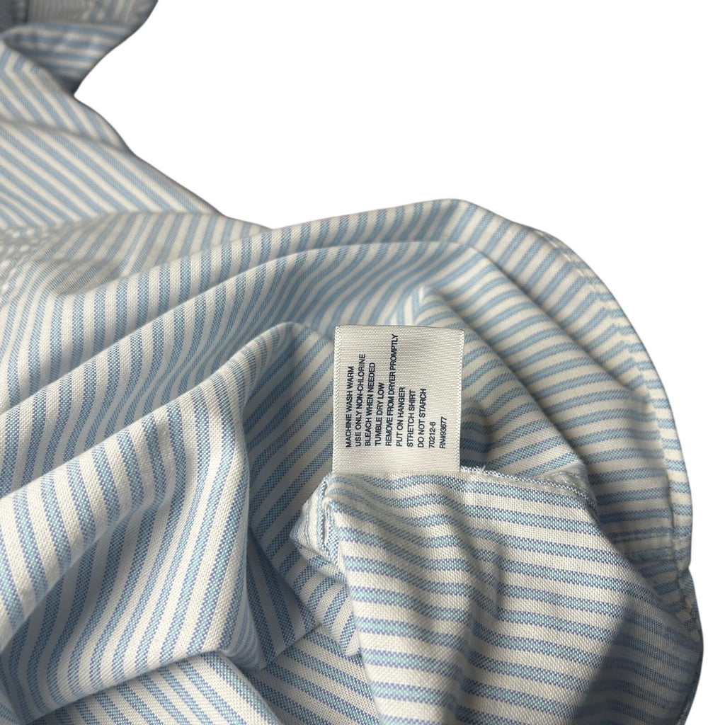 VTG Y2K Stafford White Blue Pinstripe Oxford Short Sleeve Size 16 Utility Basics