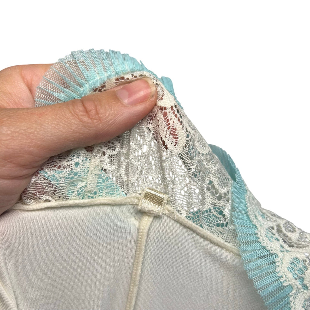 Victoria's Secret White Blue Lace Bridal Corset Bustier 34C Set Bridal Coquette