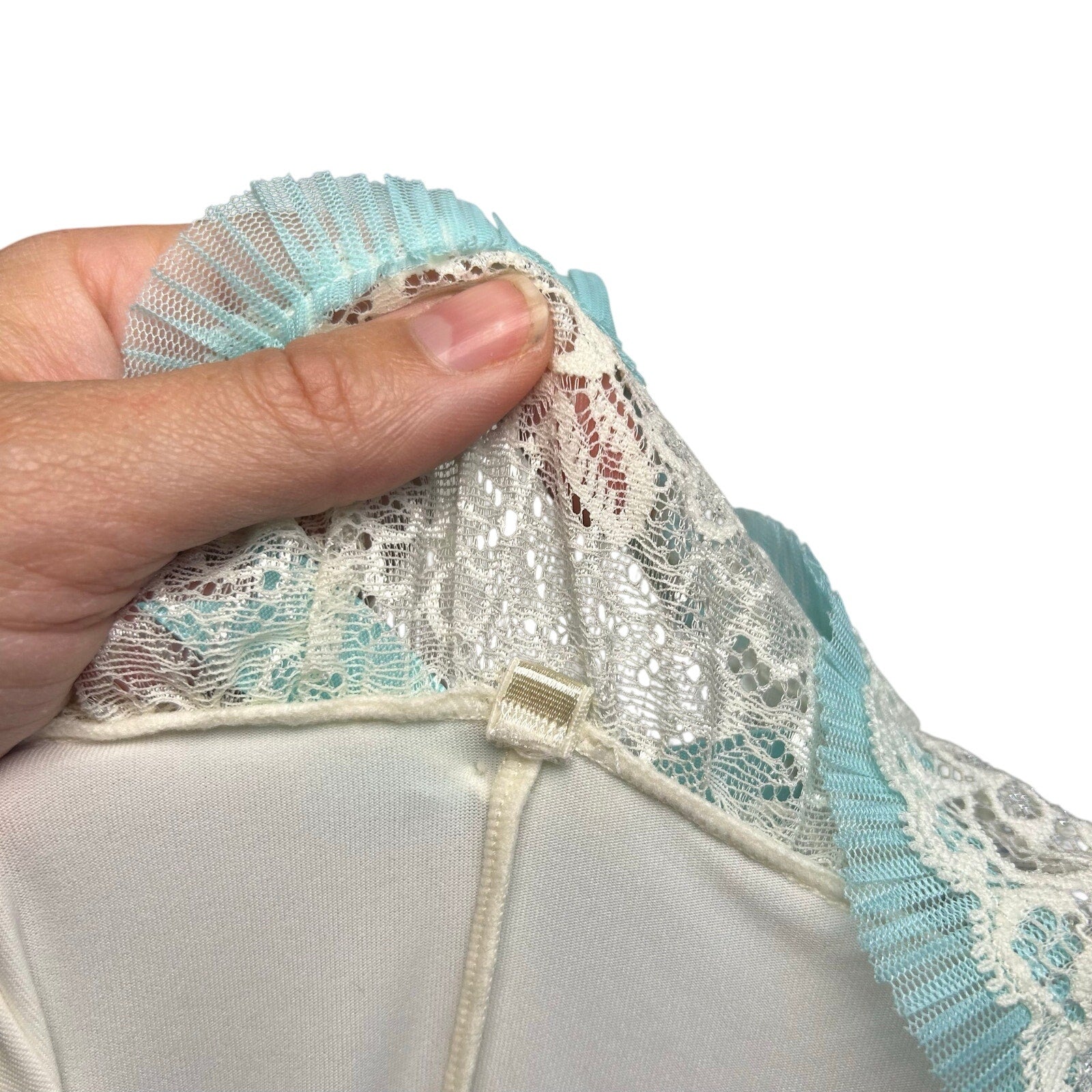 Victoria's Secret White Blue Lace Bridal Corset Bustier 34C Set Bridal Coquette