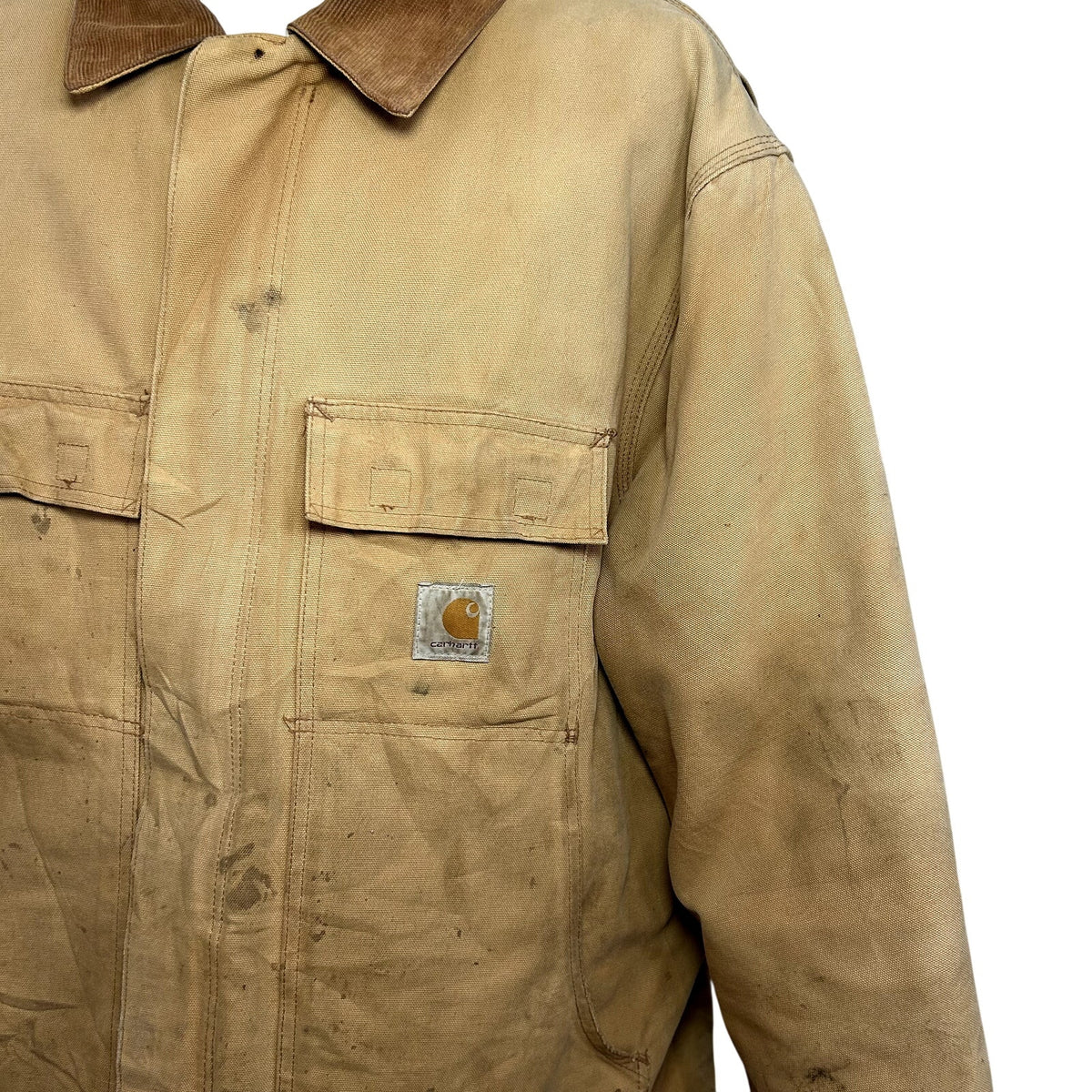 VTG 90s Carhartt J18 48R Tan Quilted Duck Detroit Work Barn Jacket Coat Gorpcore