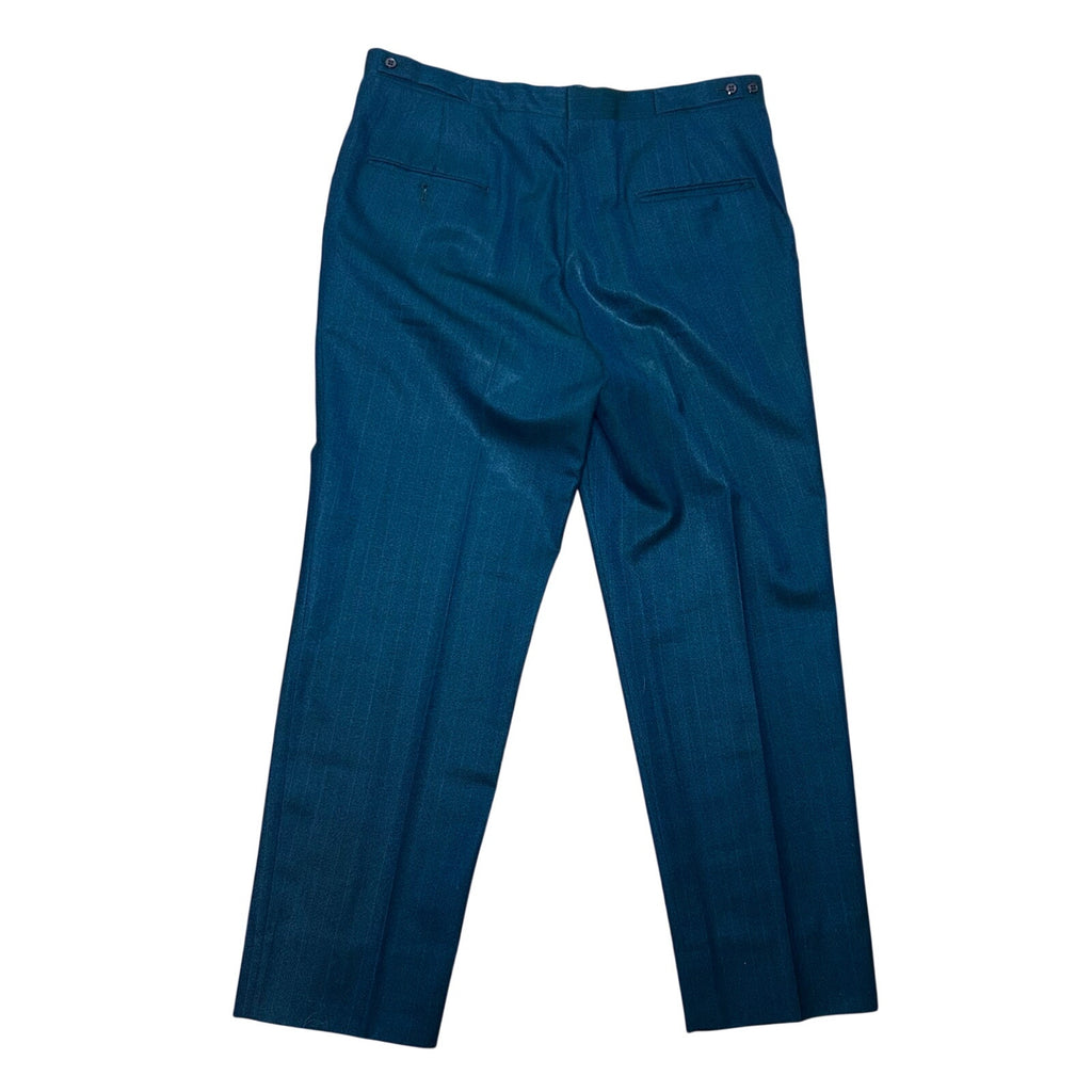 VTG 60s Ne Plus Ultra Iridescent Teal Sharkskin Mod Trousers Side Tab 38x29