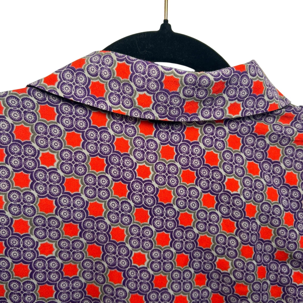Ann Taylor Purple Red Geometric S Sleeveless Button Down Top Casual Preppy Retro