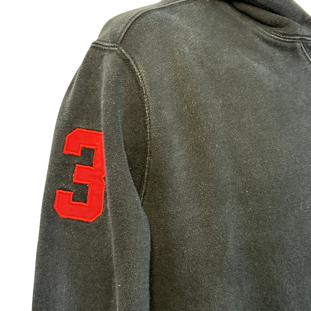 Polo Ralph Lauren L Black Waffle Lined Fleece Team Captain Pullover Hoodie Pony