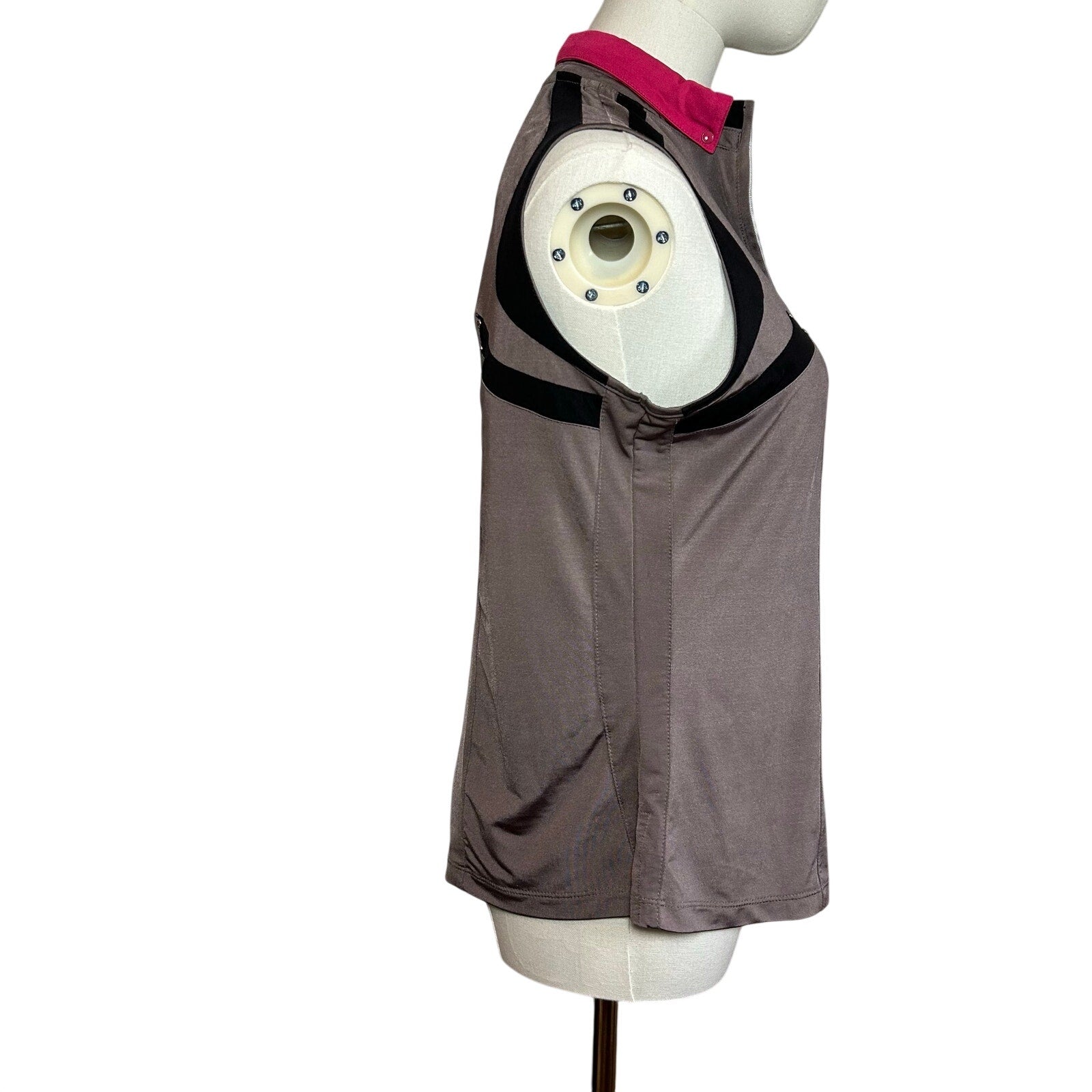 Jamie Sadock Sleeveless Zip Golf Polo Top Grey Pink S Studs Preppy Punk Retro