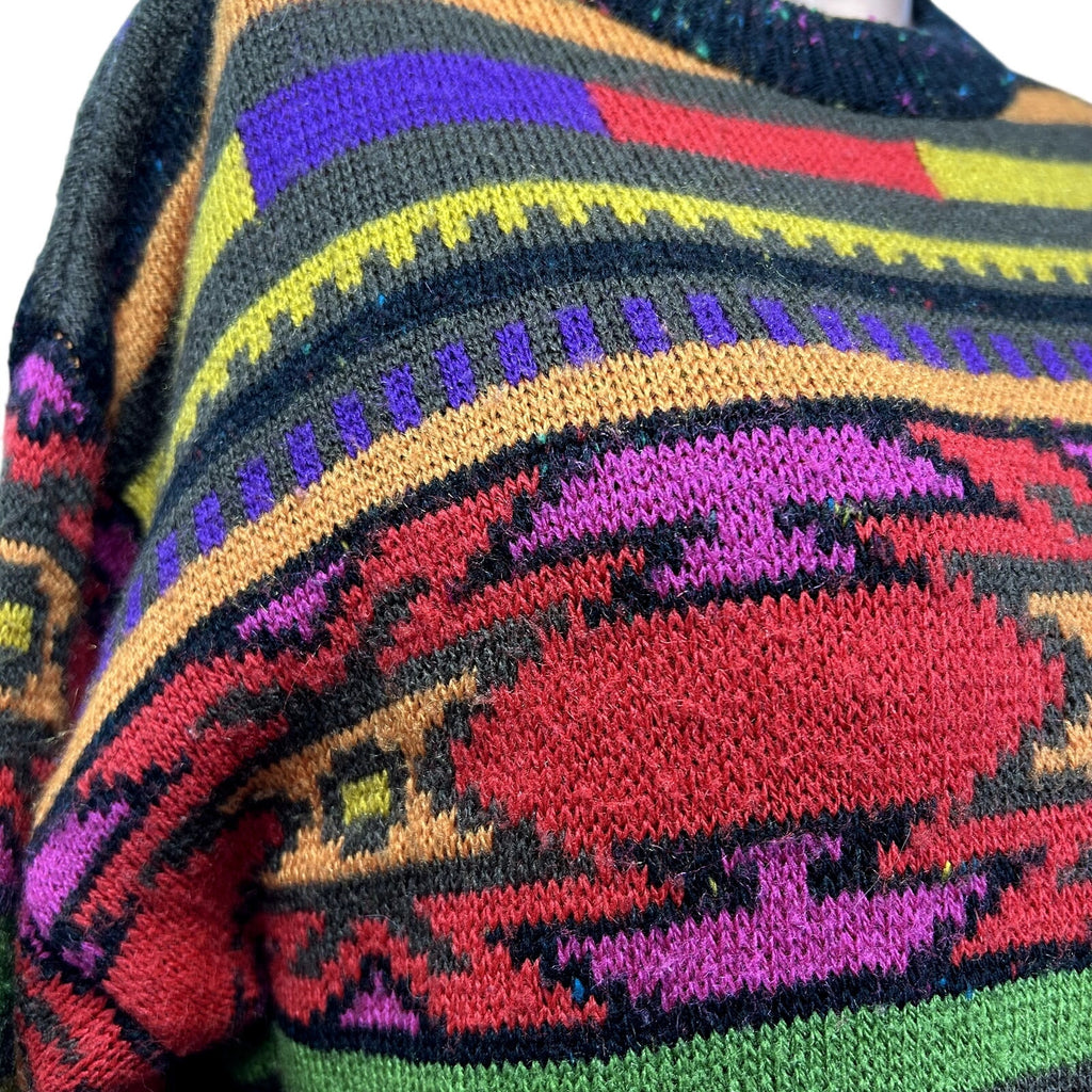 VTG 90s Hastings & Smith M Southwestern Aztec Cable Knit Crewneck Sweater