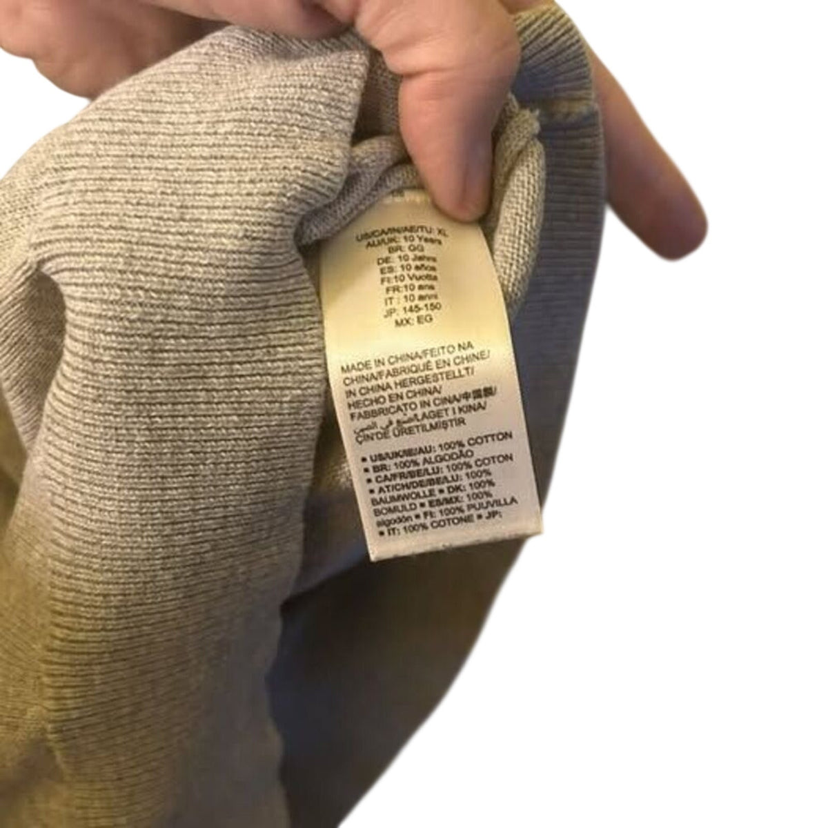 Amazon Essentials Boys 18 V-Neck Sweater Light Grey 100% Cotton Shrunken Boxy Fit