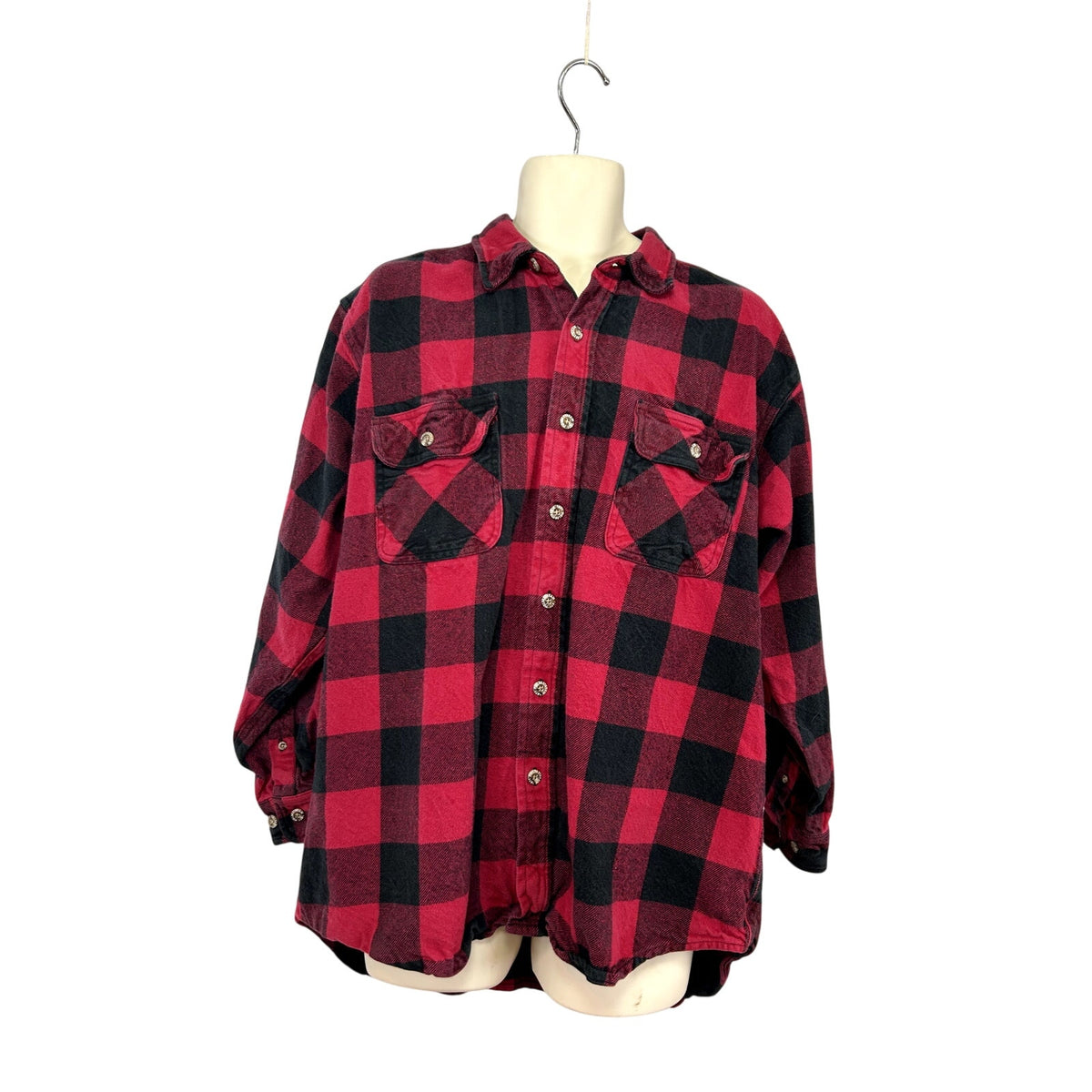 Field & Stream XL Red Buffalo Plaid Heavy Cotton Flannel Grunge Gorpcore Shirt