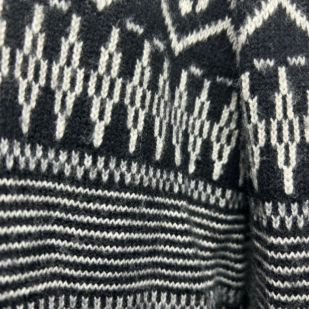 Talbots Fair Isle Wool Blend Cardigan Black White Medium Dark Academia Preppy