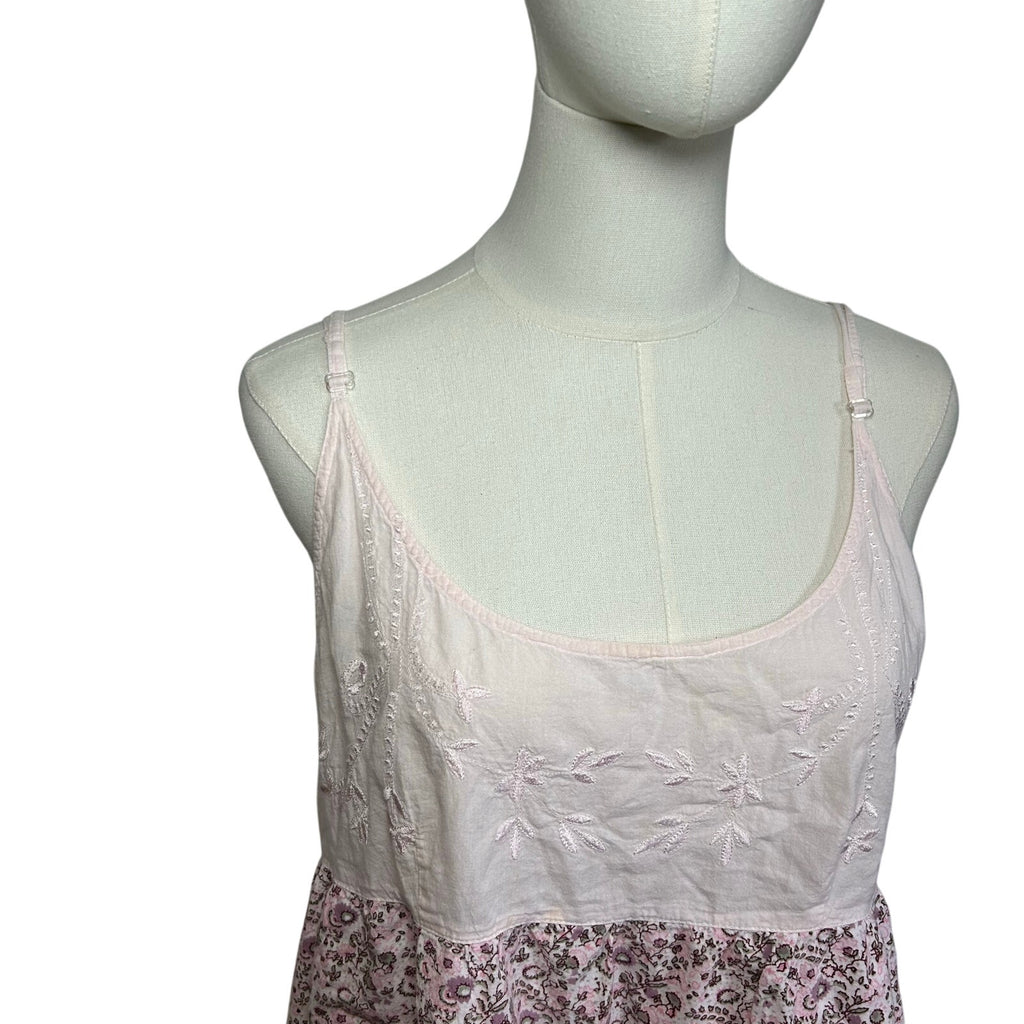 VTG Y2K Vanity Cami Tank Top XL Pink Boho Cottage Coquette Casual Retro Festival