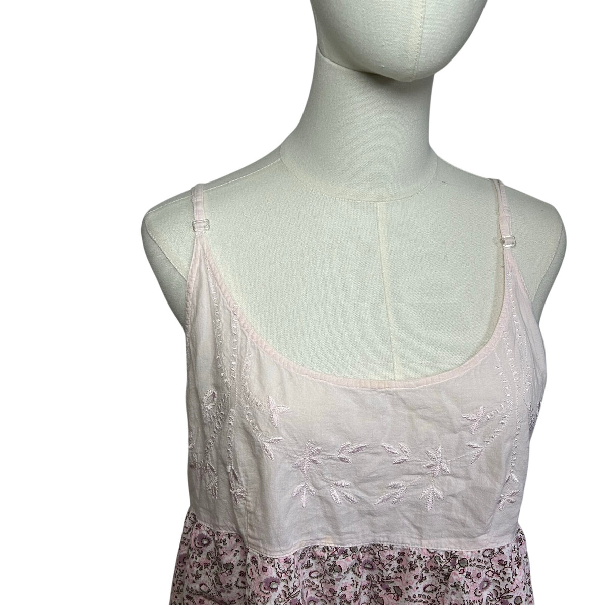 VTG Y2K Vanity Cami Tank Top XL Pink Boho Cottage Coquette Casual Retro Festival