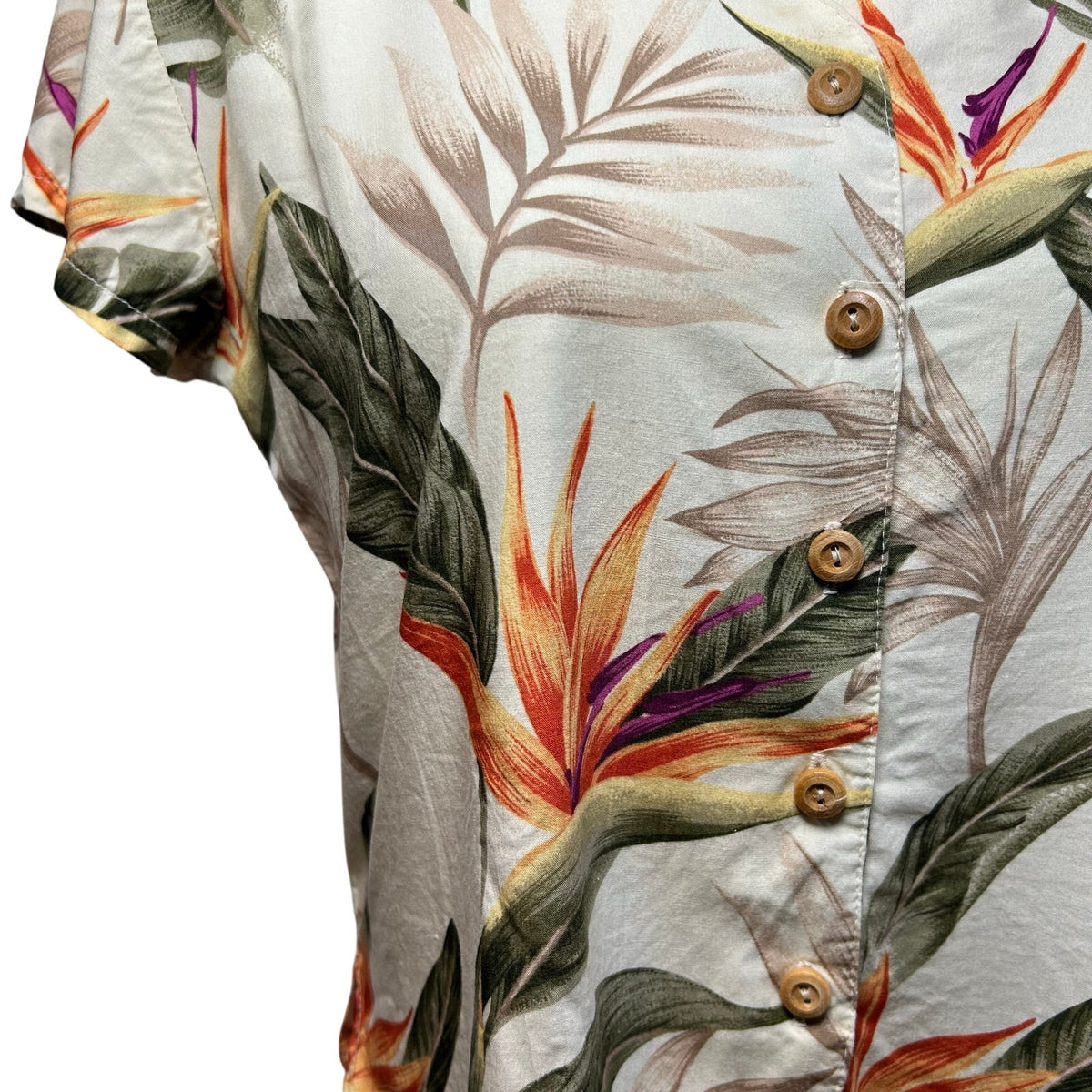 VTG Paradise Found Bird of Paradise Rayon Crop Top Made in Hawaii XS