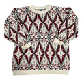VTG 80s Justin Allen Geometric Diamond Sweater Made in USA Magenta White L