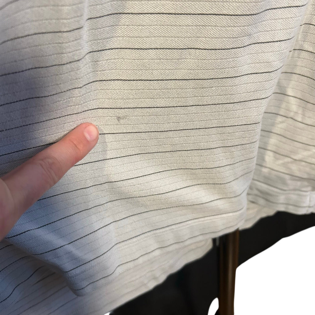 Athleisure Striped Short Sleeve Polo Shirt Grey White Size Small 19x29