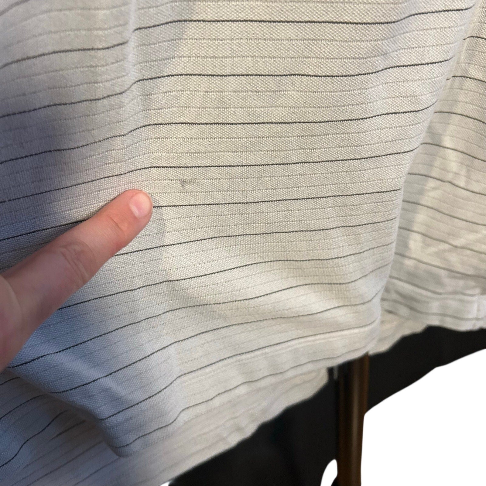 Athleisure Striped Short Sleeve Polo Shirt Grey White Size Small 19x29