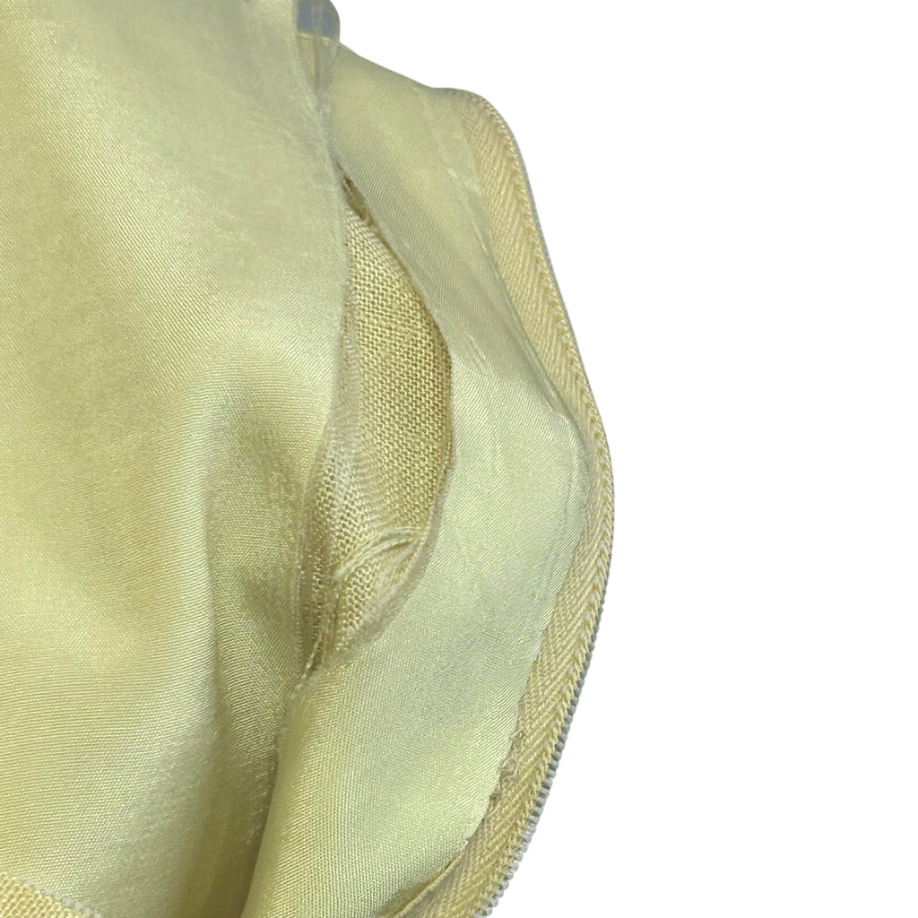 VTG 50s Hartnell Yellow Silk Applique Linen S Jacket Dress Set Feminine Wedding