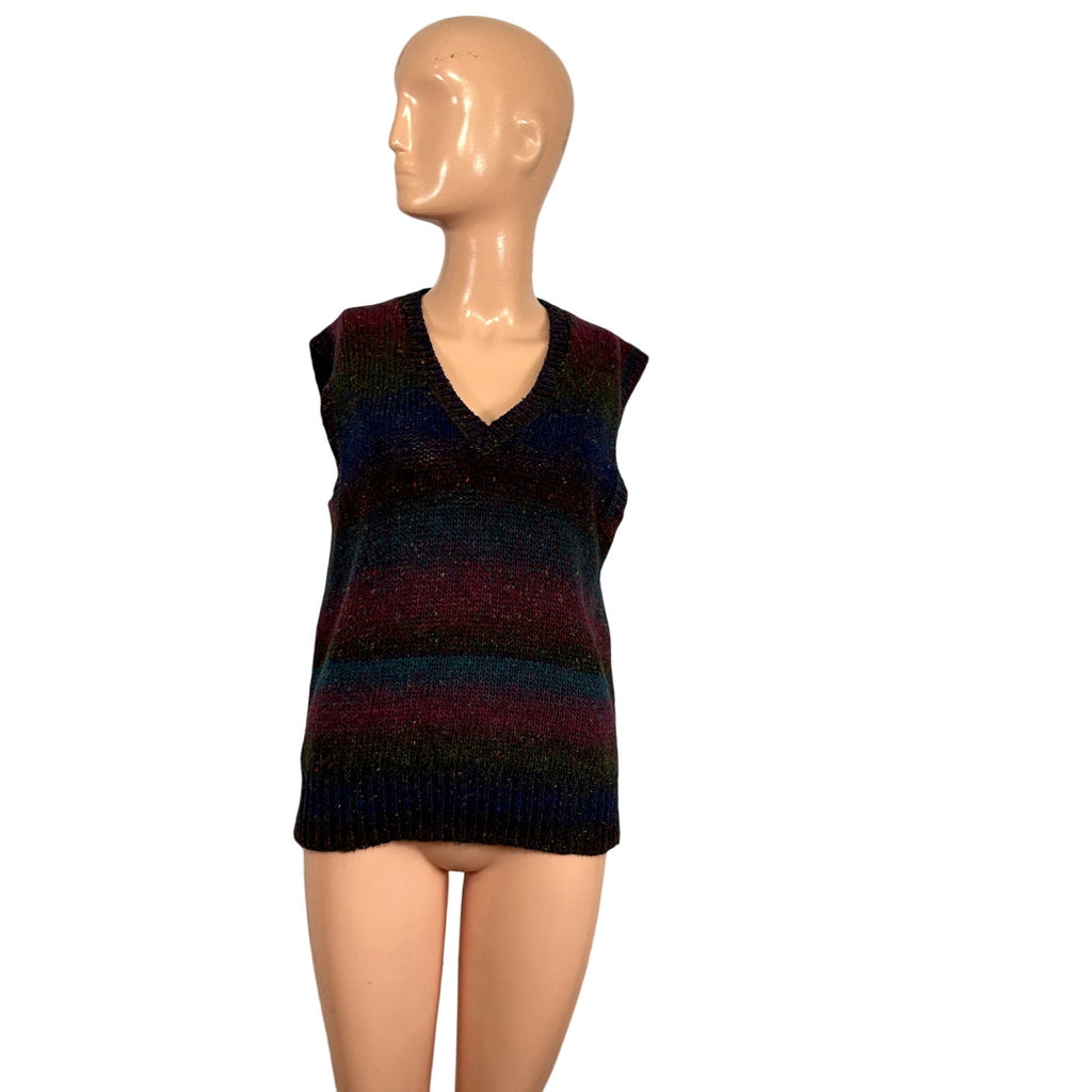 VTG 90s LAbeille XS Blue Purple Sweater Vest Preppy Grandpa Dark Academia Retro