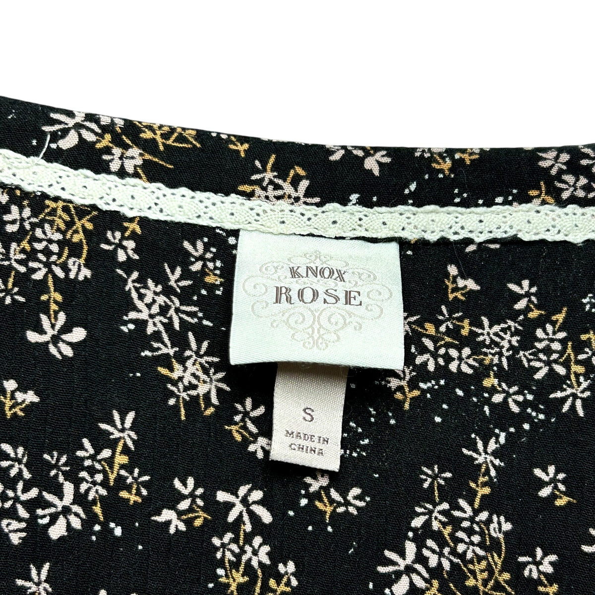 Knox Rose Black Embroidered Boho Floral Tunic Top S Boho Goth Whimsigoth Casual