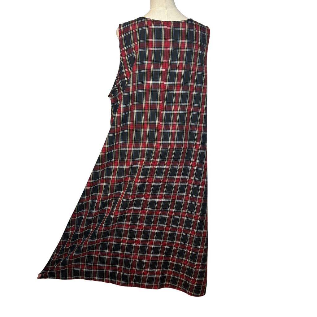 Willow Ridge Red Green Plaid Sleeveless Tartan Dress PXL Grunge Dark Academia