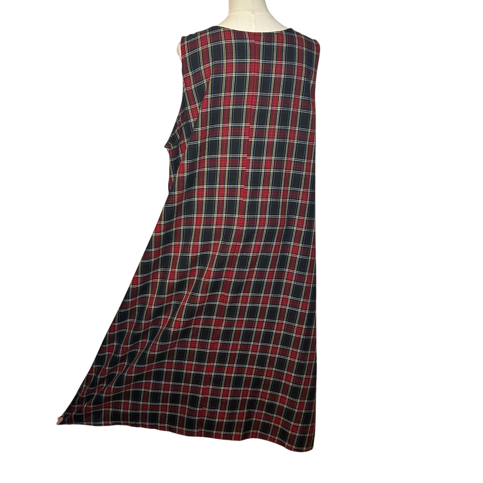 Willow Ridge Red Green Plaid Sleeveless Tartan Dress PXL Grunge Dark Academia