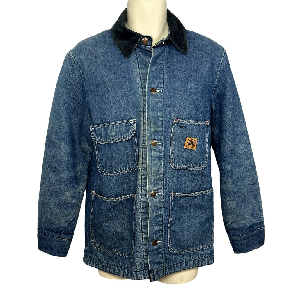VTG 70s Big Ben Wrangler 36 Blanket Lined Denim Jacket Hand Painted Cow Art Barn