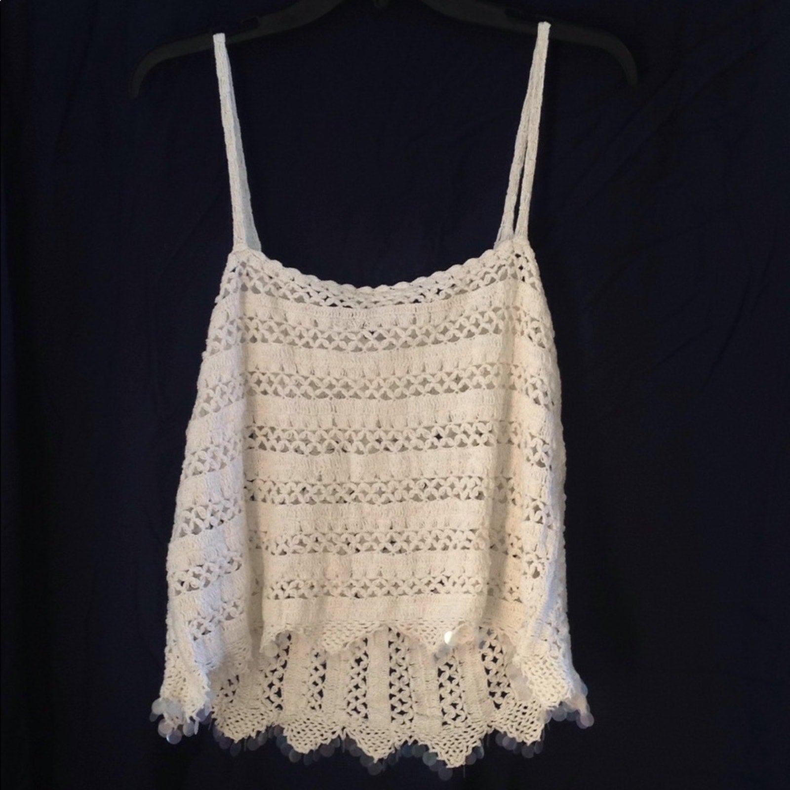 NWT VTG 90s Raiment Fashions Cotton Crochet Scalloped Tank Whimsygoth Boho NOS