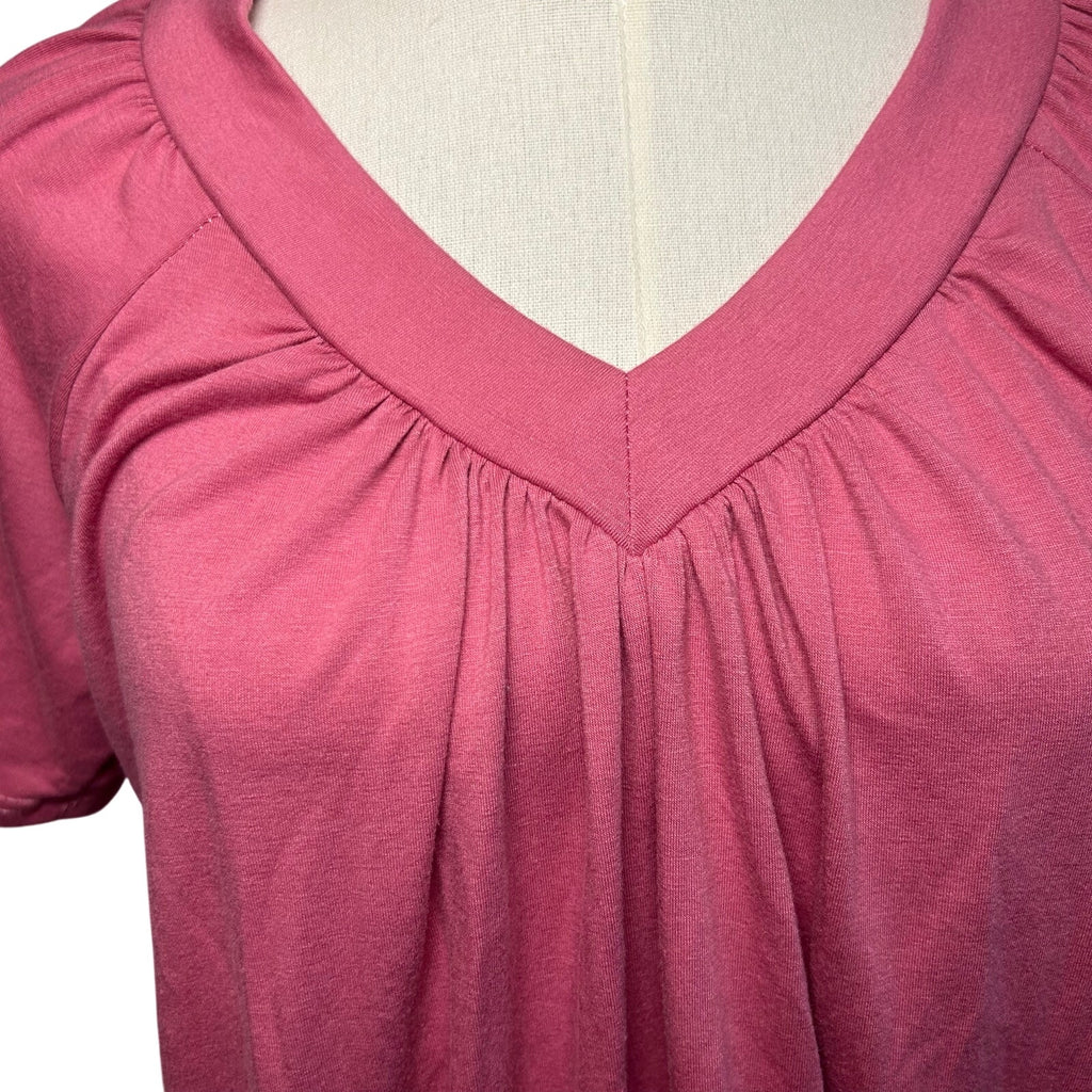 NWT Dokotoo Pink Slub Jersey Cinched V-Neck Top Small Casual Loungewear Boho