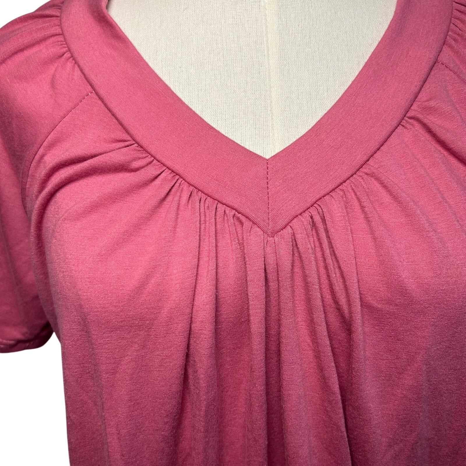 NWT Dokotoo Pink Slub Jersey Cinched V-Neck Top Small Casual Loungewear Boho