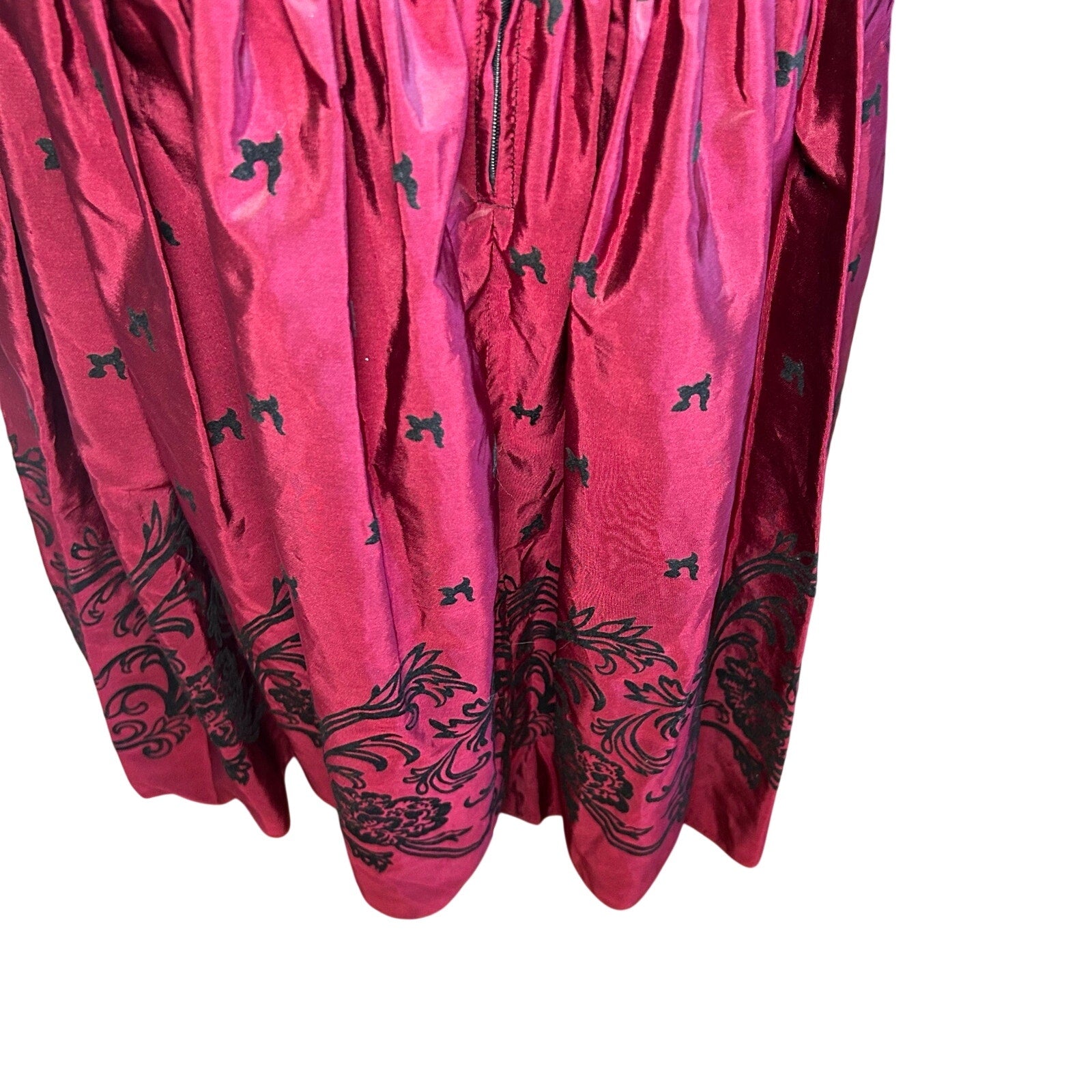 VTG 90s Laura Ashley Black Red Velvet 12 Midi Dress Long Sleeve Whimsigoth