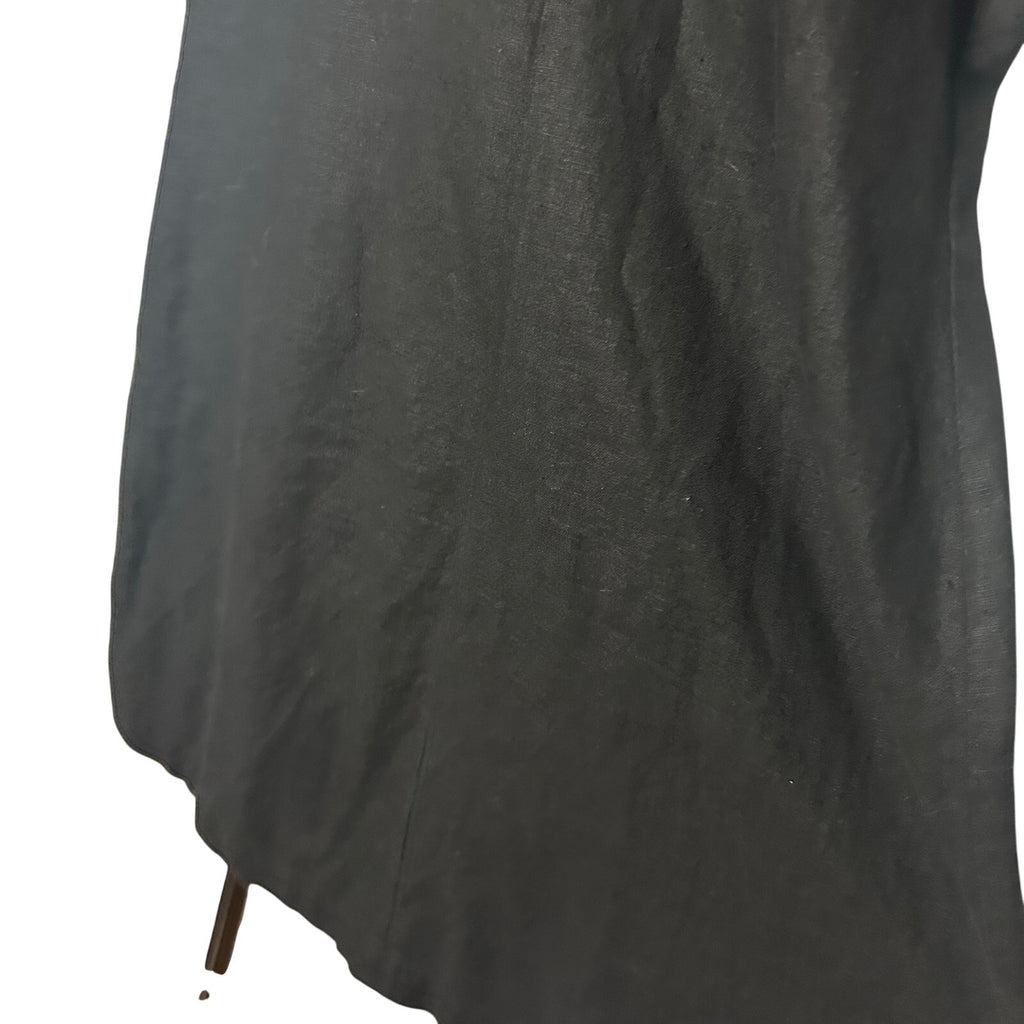 VTG Stonebridge Daisy Embroidered Shift Dress Black Sz 8 Linen Blend Whimsygoth
