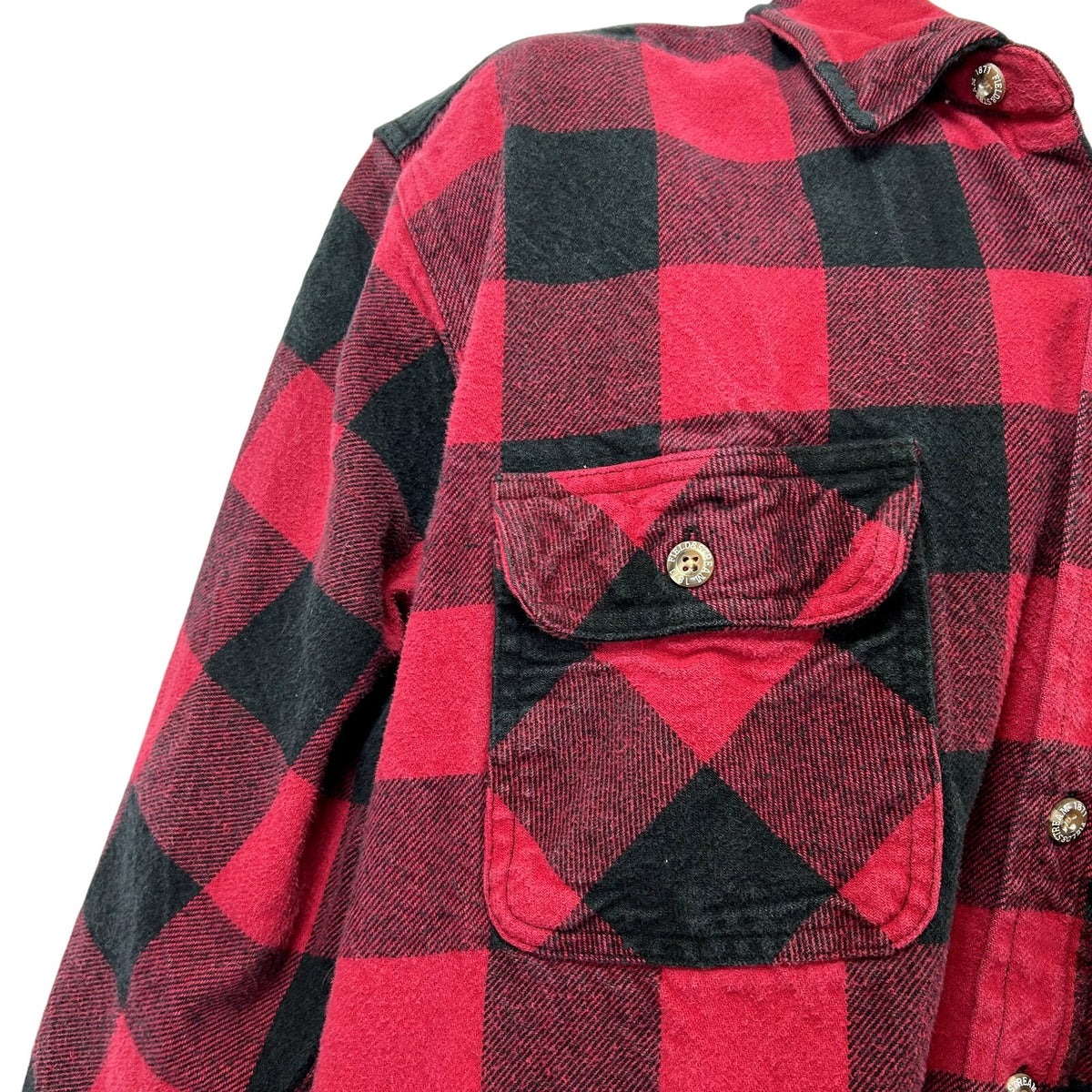 Field & Stream XL Red Buffalo Plaid Heavy Cotton Flannel Grunge Gorpcore Shirt