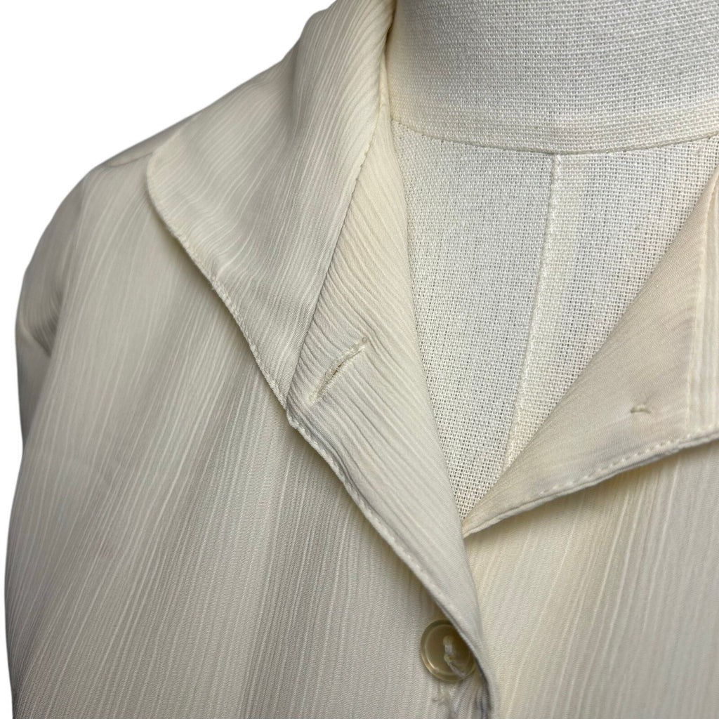 VTG 80s Kathie Lee White Button Up L Blouse Secretary Retro Preppy Minimalist