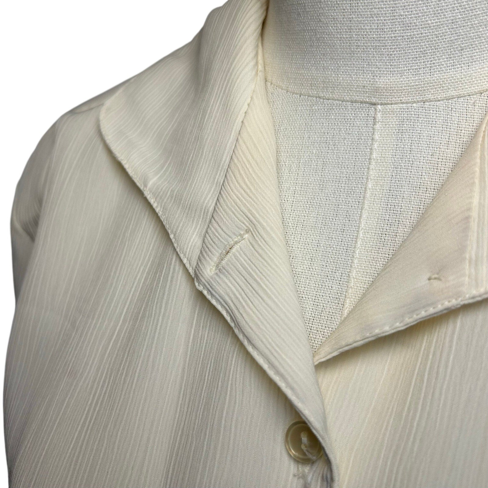 VTG 80s Kathie Lee White Button Up L Blouse Secretary Retro Preppy Minimalist