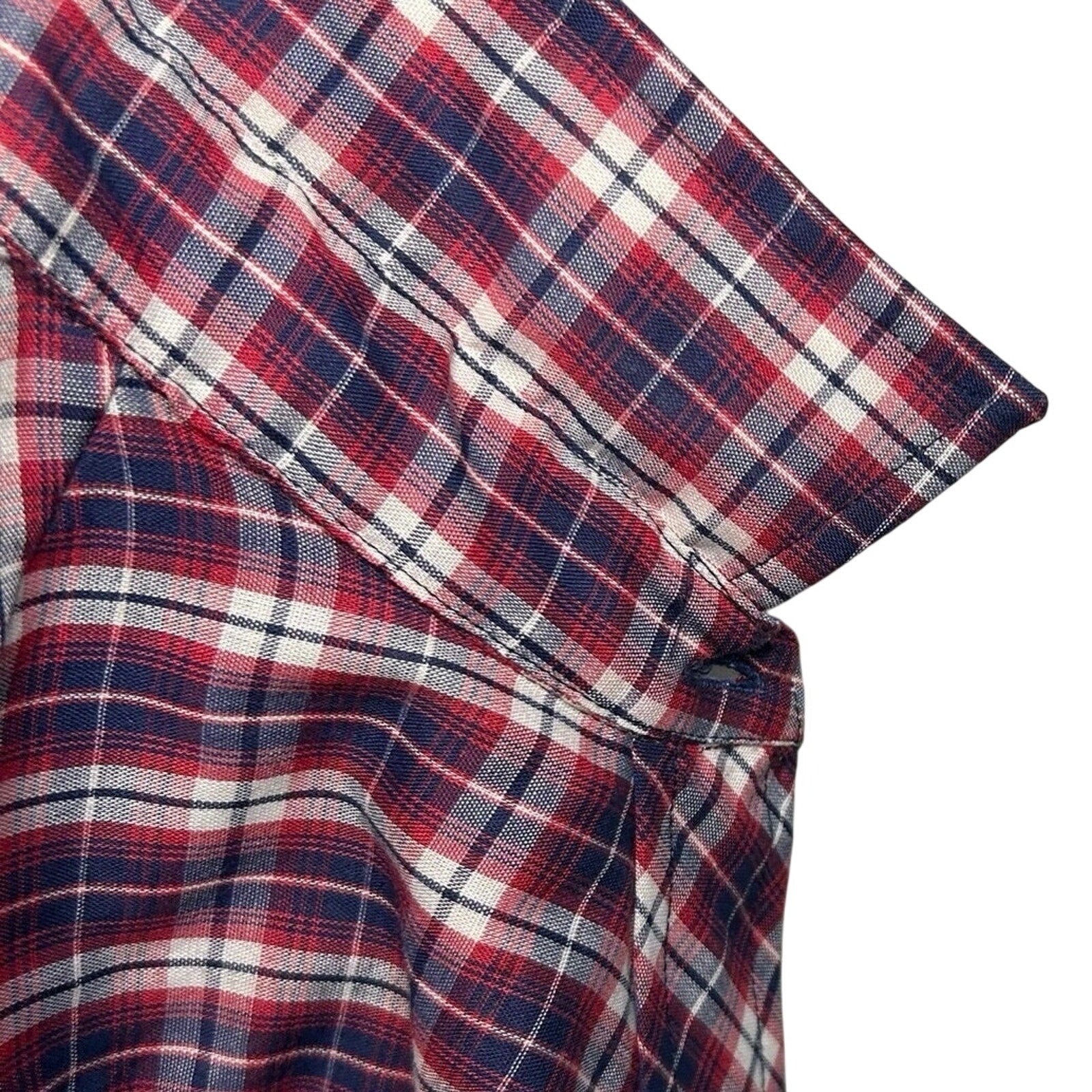 VTG 70s Kenny Rogers XS/S Western Red Plaid Snap Puff Sleeve Shirt Cottage Boho