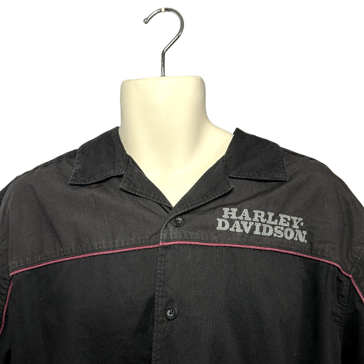 Harley-Davidson L Black Embroidered Bowling Moto Snap-Collar Mechanic Shirt