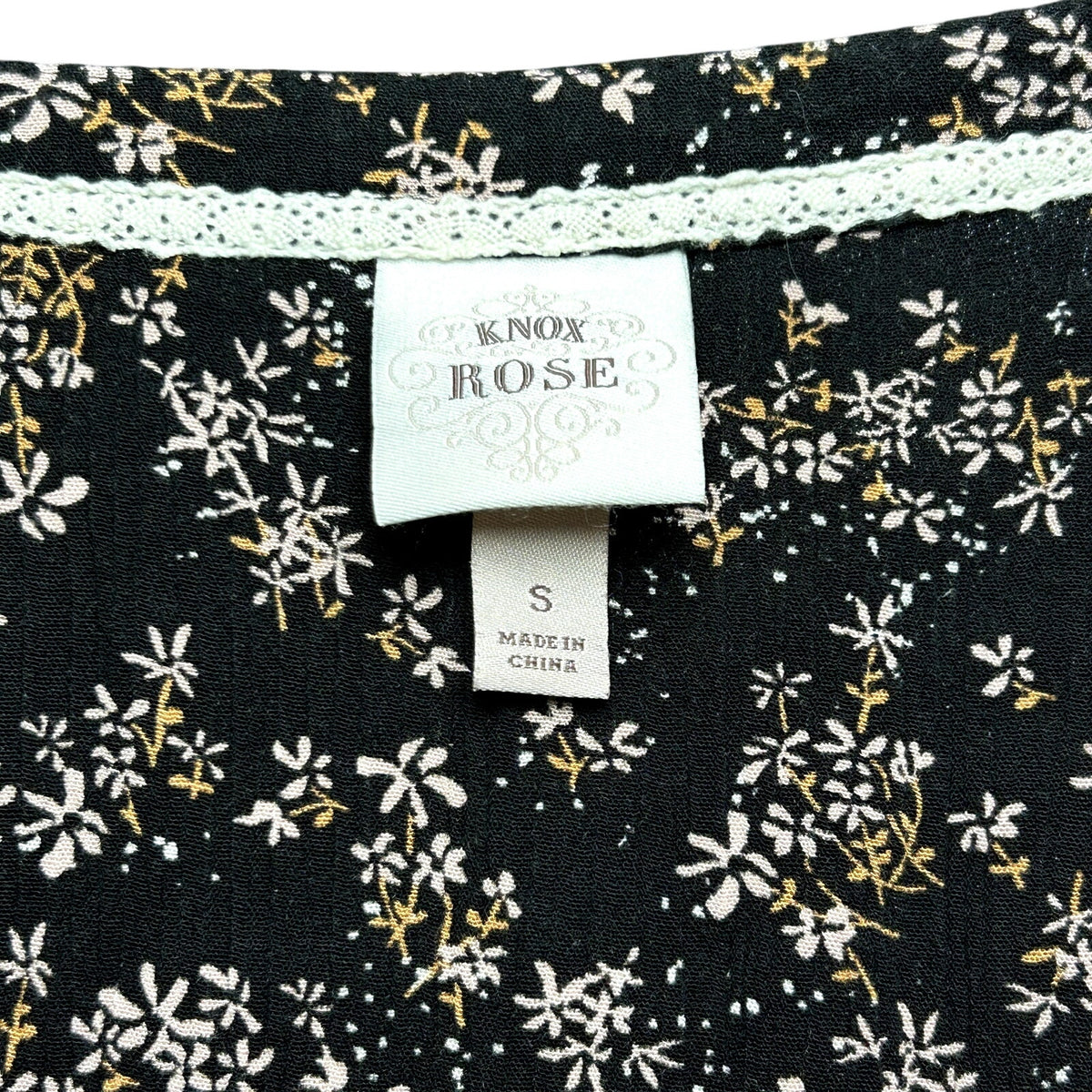 Knox Rose Black Embroidered Boho Floral Tunic Top S Boho Goth Whimsigoth Casual