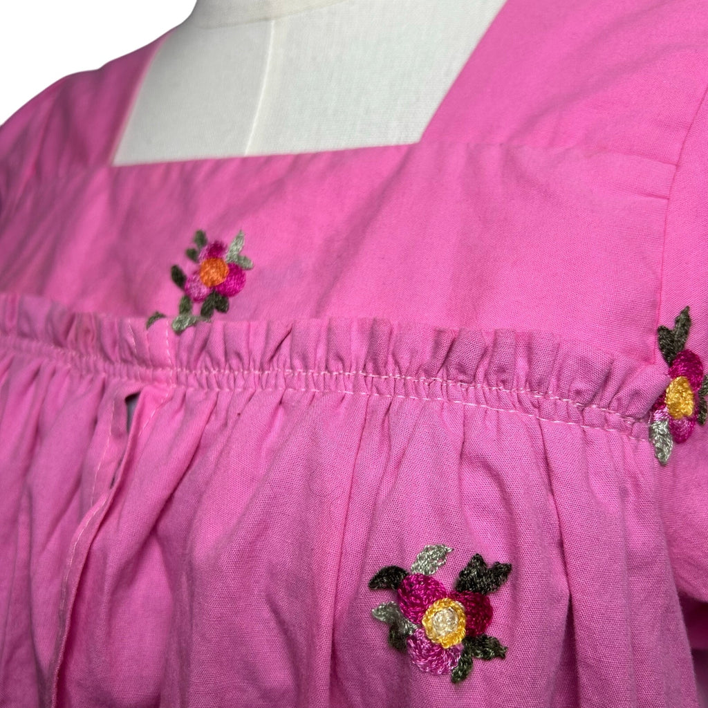 Pink Floral Puff Sleeve Square Neck Regency Bridgerton Dress S Cottage Coquette