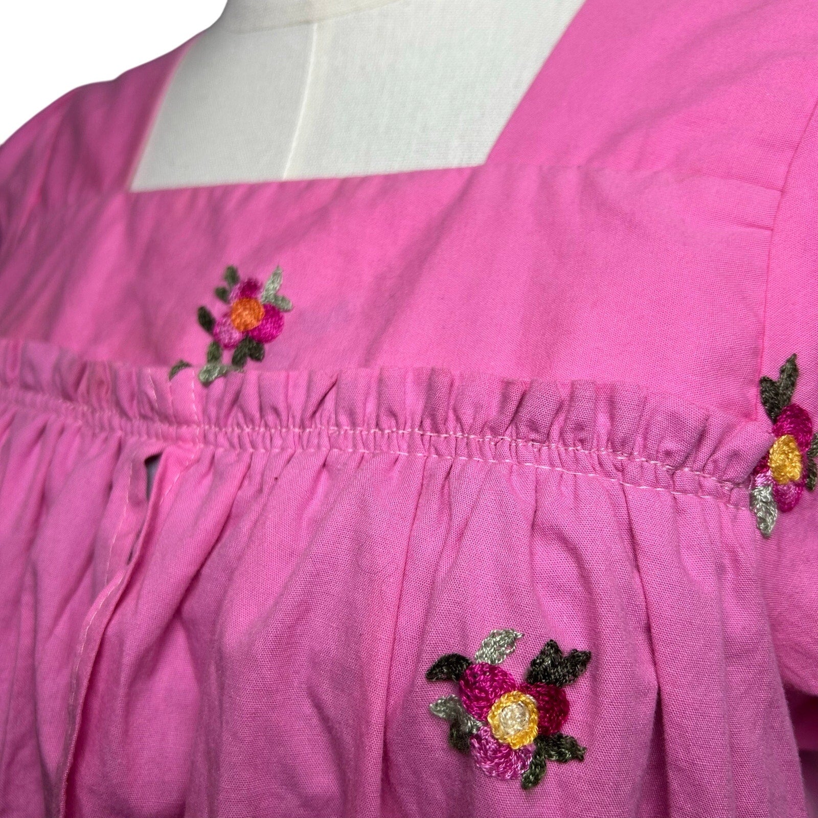 Pink Floral Puff Sleeve Square Neck Regency Bridgerton Dress S Cottage Coquette