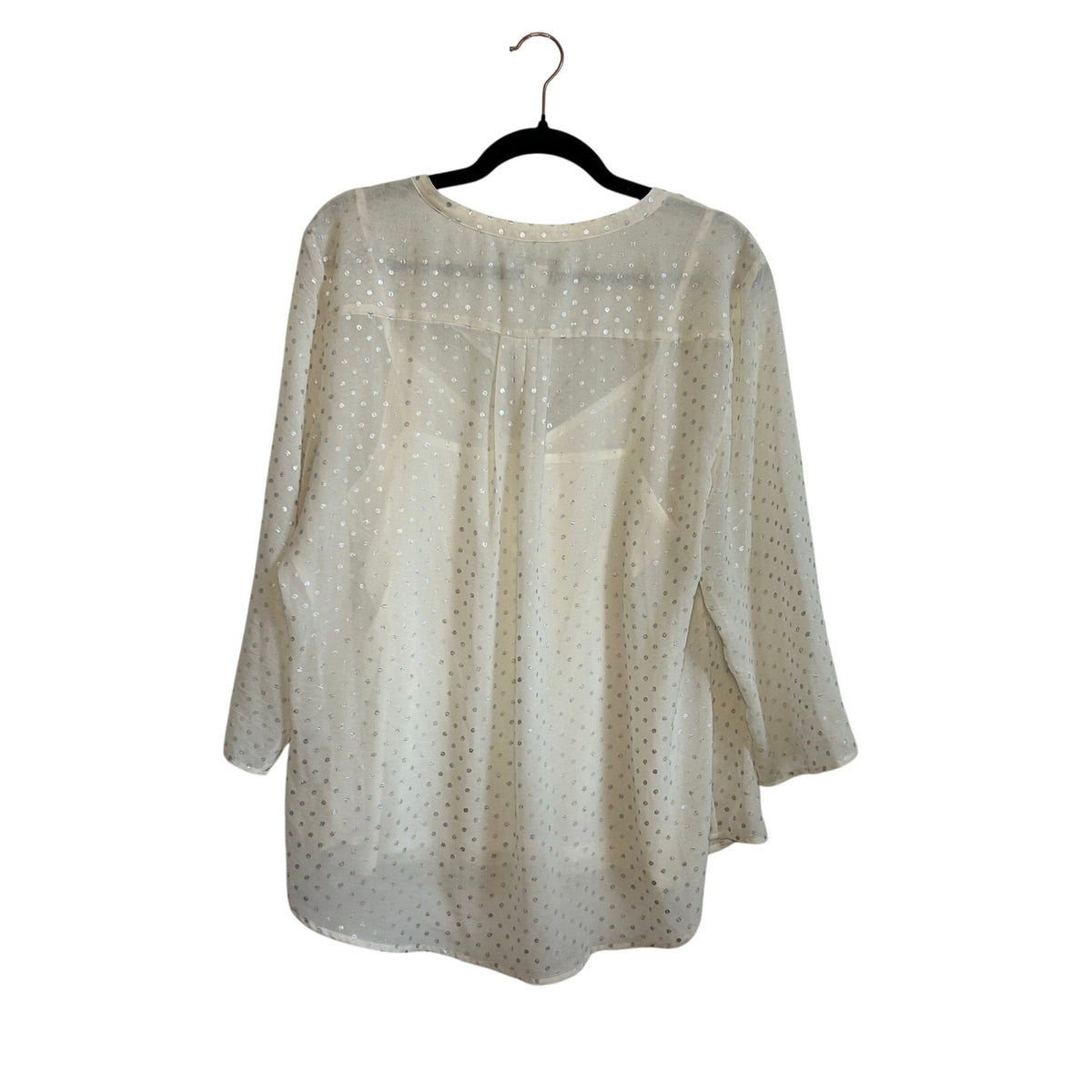Liz Claiborne Polka Dot Blouse XL White Silver Vintage Cami Overlay Retro Top
